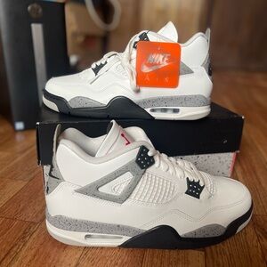 Nike Air Jordan 4 White and Gray Sneakers